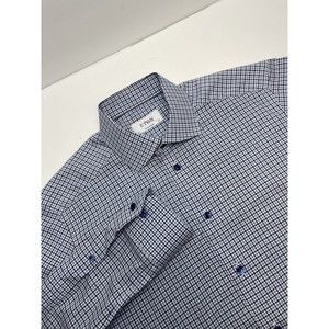 Eton Dress Shirt Mens Medium 15 1/2 39 15.5 Contemporary Blue Gingham Check